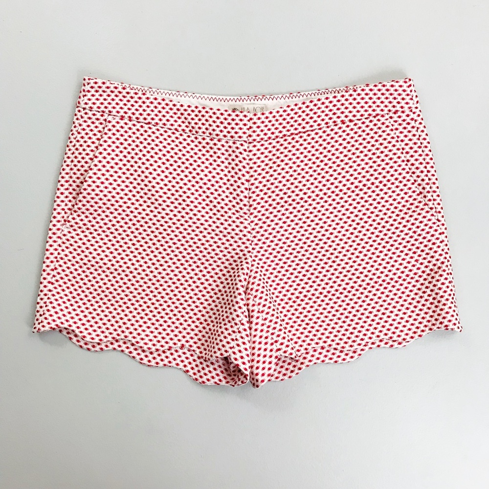 LILA ROSE Polka Dot Pin-Up Shorts SZ 6 Scallop Hem Hot Pants Red White